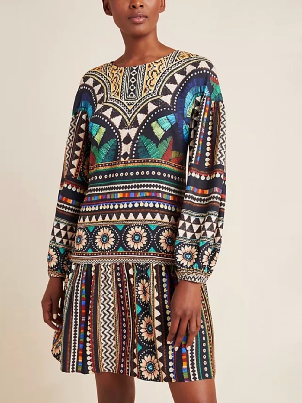 Farm Rio x Anthropology Carlotta Tunic Dress Long Sleeve Boho